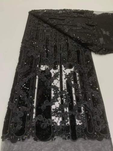 Hot-sale French textiles embroidery with sequin lace fabric suitable for sublimation