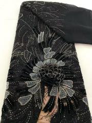 Shiny bridal tulle lace with heavy beads and pearls luxury crystal sequins lace for wedding dress