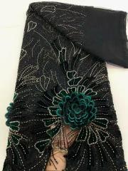 Shiny bridal tulle lace with heavy beads and pearls luxury crystal sequins lace for wedding dress