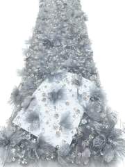 Shiny bridal tulle lace with heavy beads and pearls luxury crystal sequins lace for wedding dress