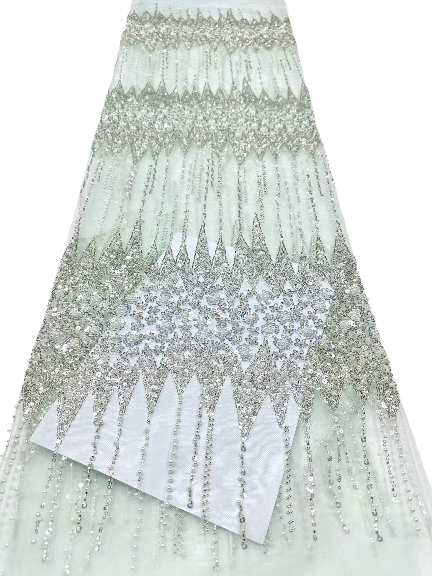 European style sequins embroidered wedding high density lace dress