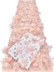 Shiny bridal tulle lace with heavy beads and pearls luxury crystal sequins lace for wedding dress