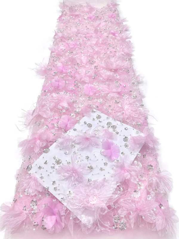 Shiny bridal tulle lace with heavy beads and pearls luxury crystal sequins lace for wedding dress