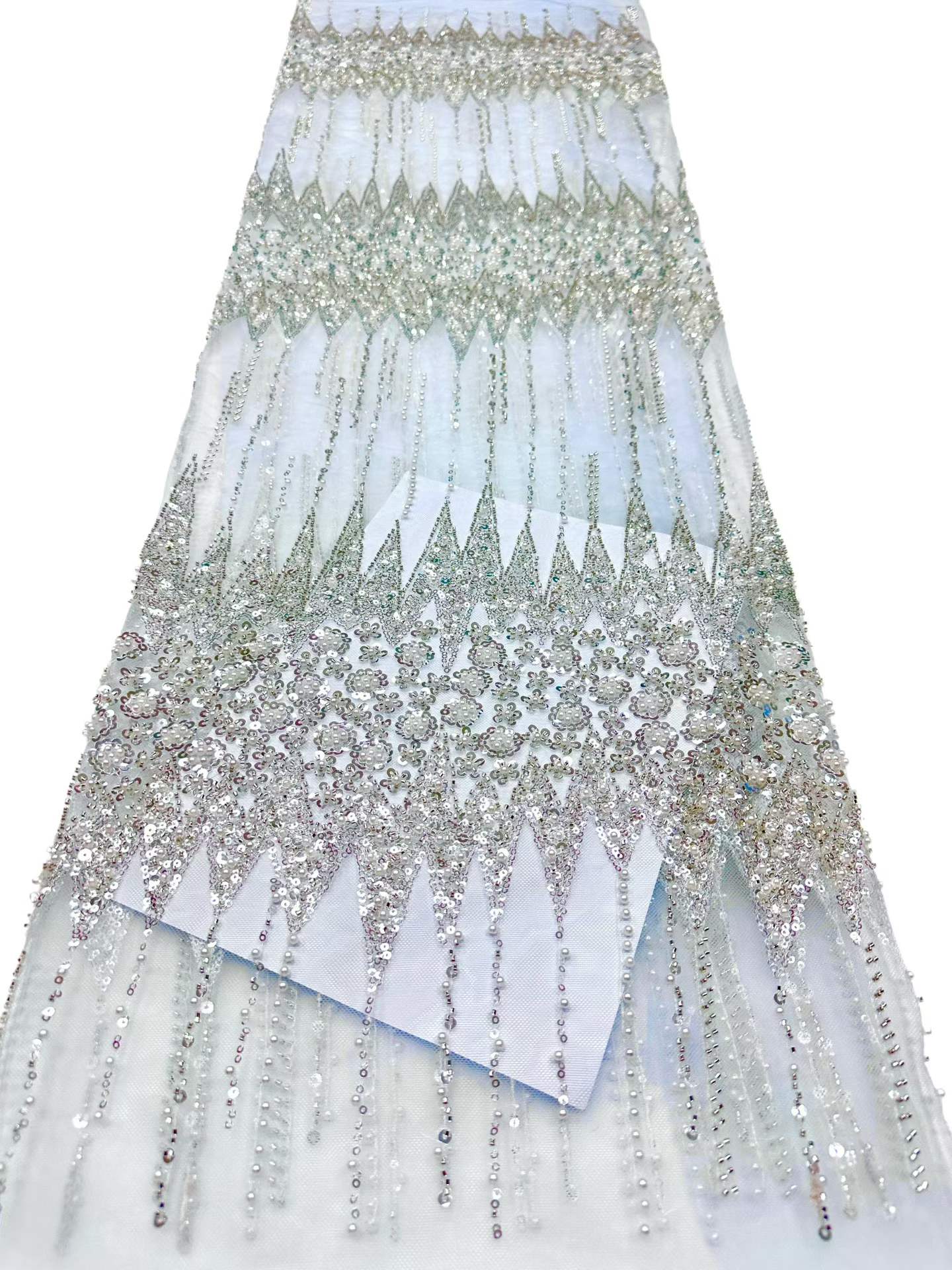 European style sequins embroidered wedding high density lace dress