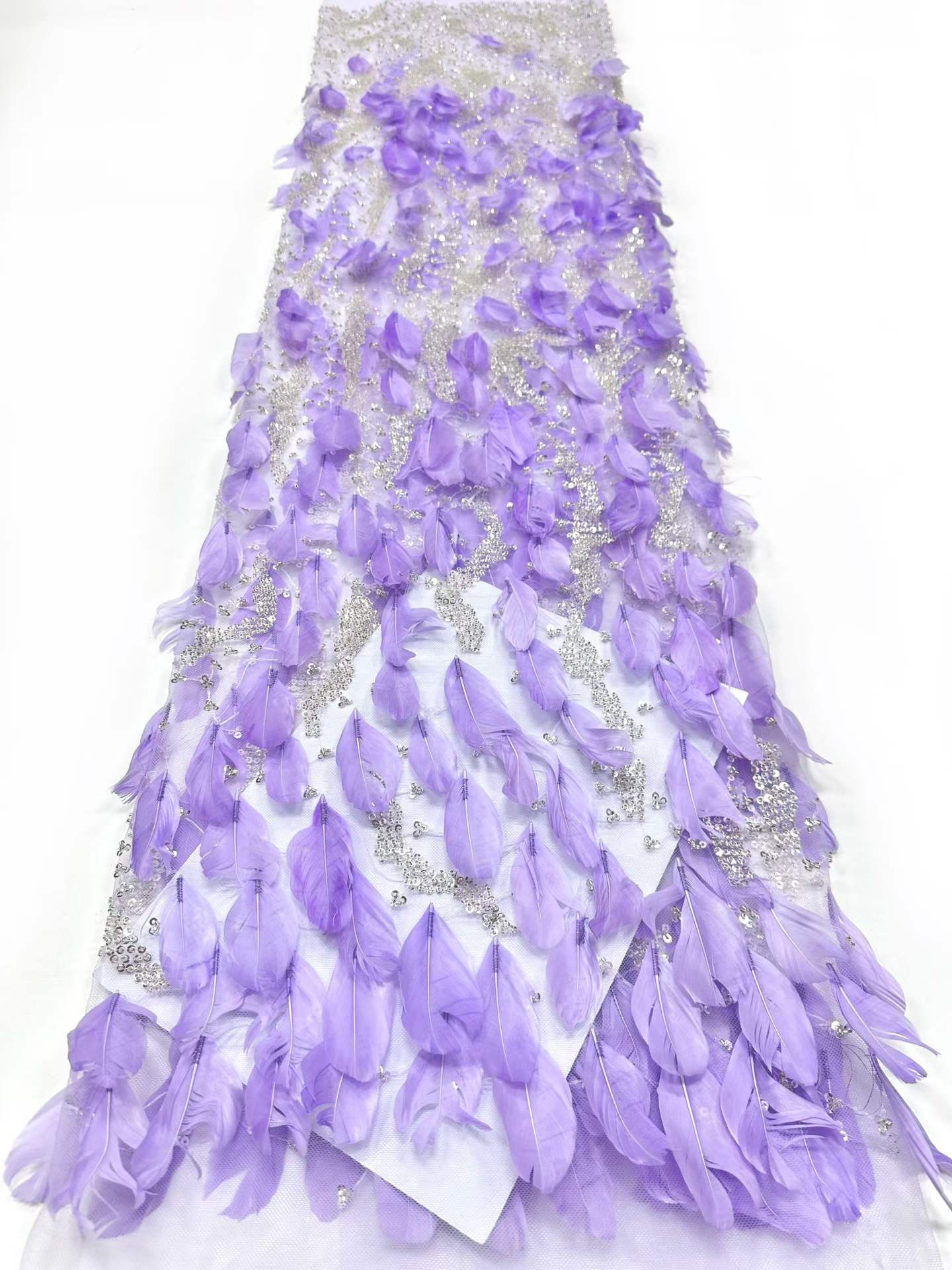 Hot-sale French textiles embroidery with sequin lace fabric suitable for sublimation