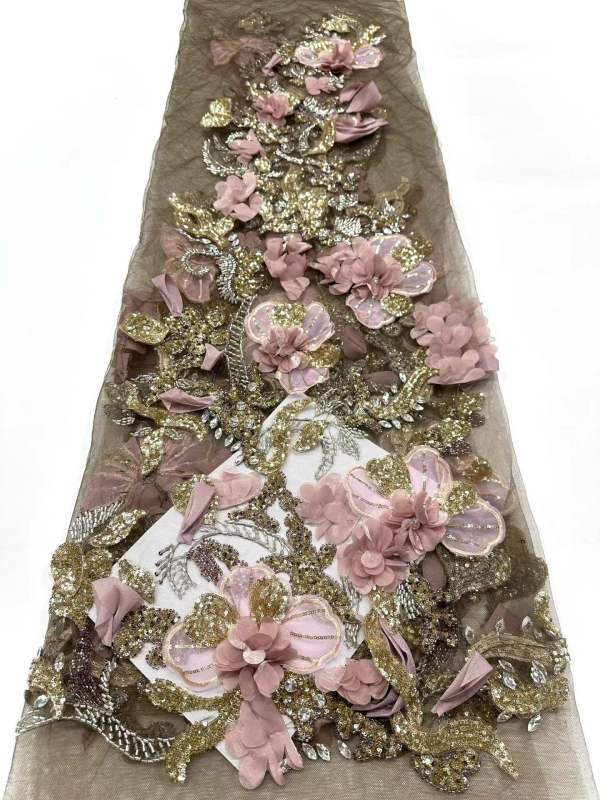 European style sequins embroidered wedding high density lace dress