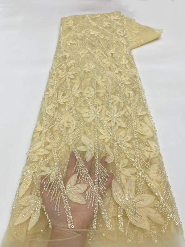 Hot-sale French textiles embroidery with sequin lace fabric suitable for sublimation