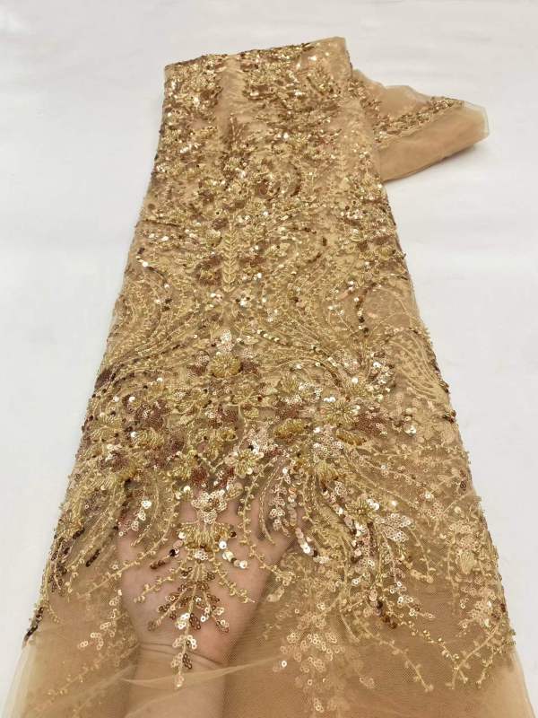 European style sequins embroidered wedding high density lace dress