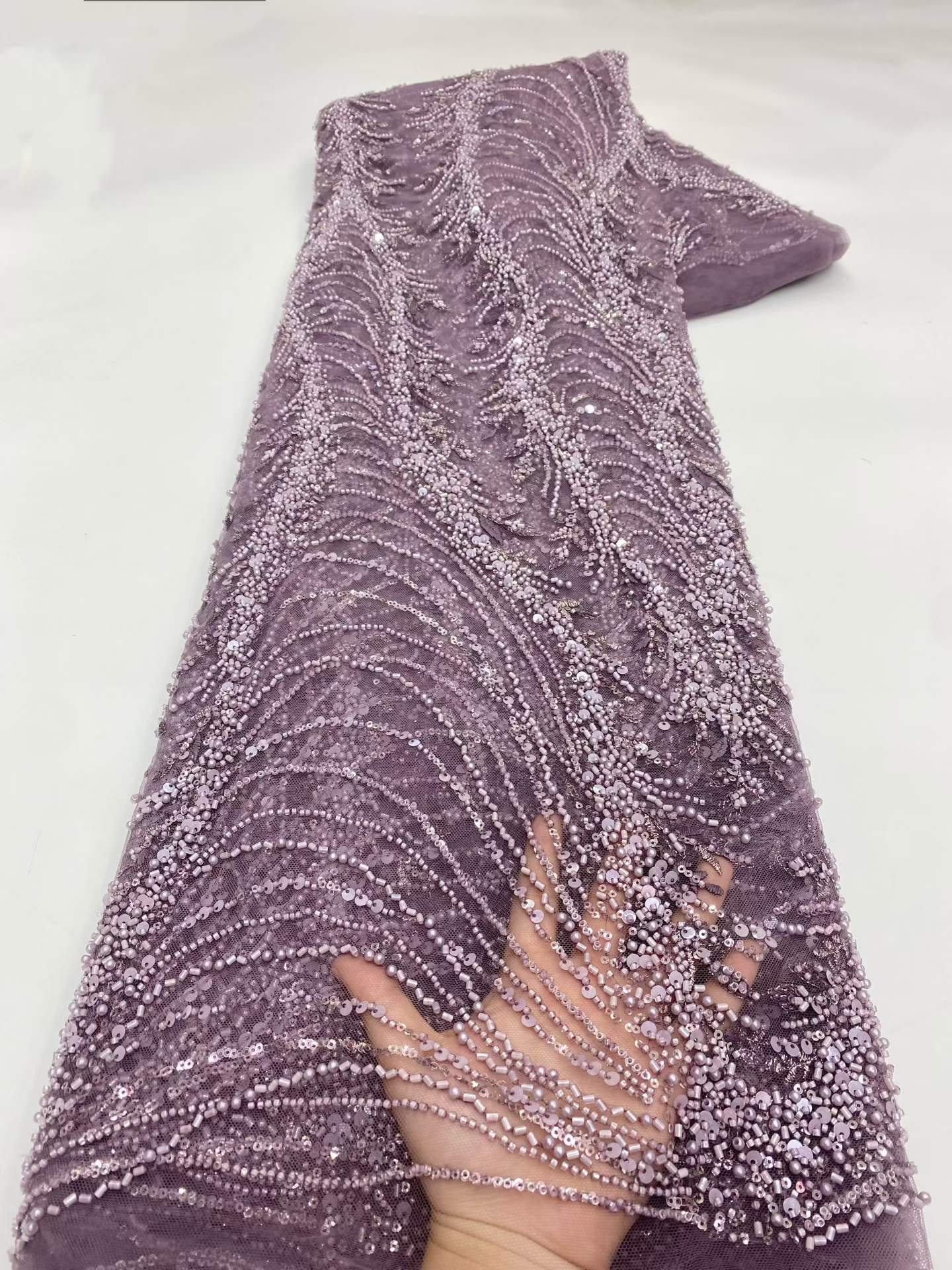 European style sequins embroidered wedding high density lace dress