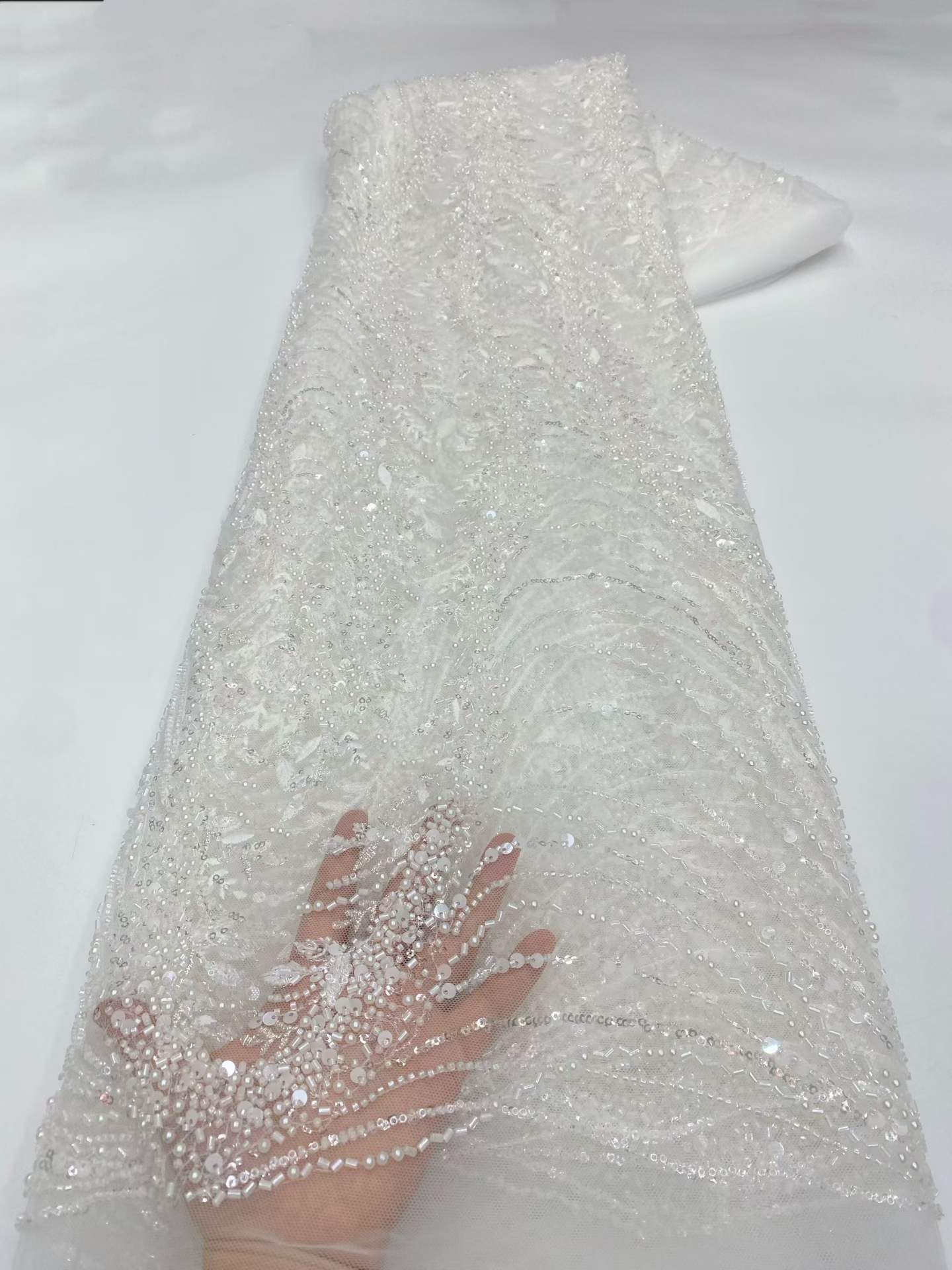 European style sequins embroidered wedding high density lace dress