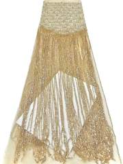 Shiny bridal tulle lace with heavy beads and pearls luxury crystal sequins lace for wedding dress