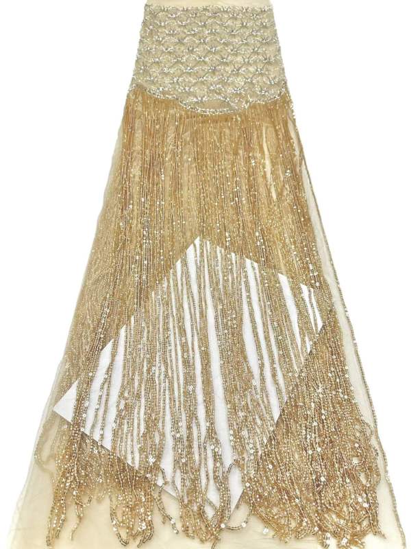 Shiny bridal tulle lace with heavy beads and pearls luxury crystal sequins lace for wedding dress