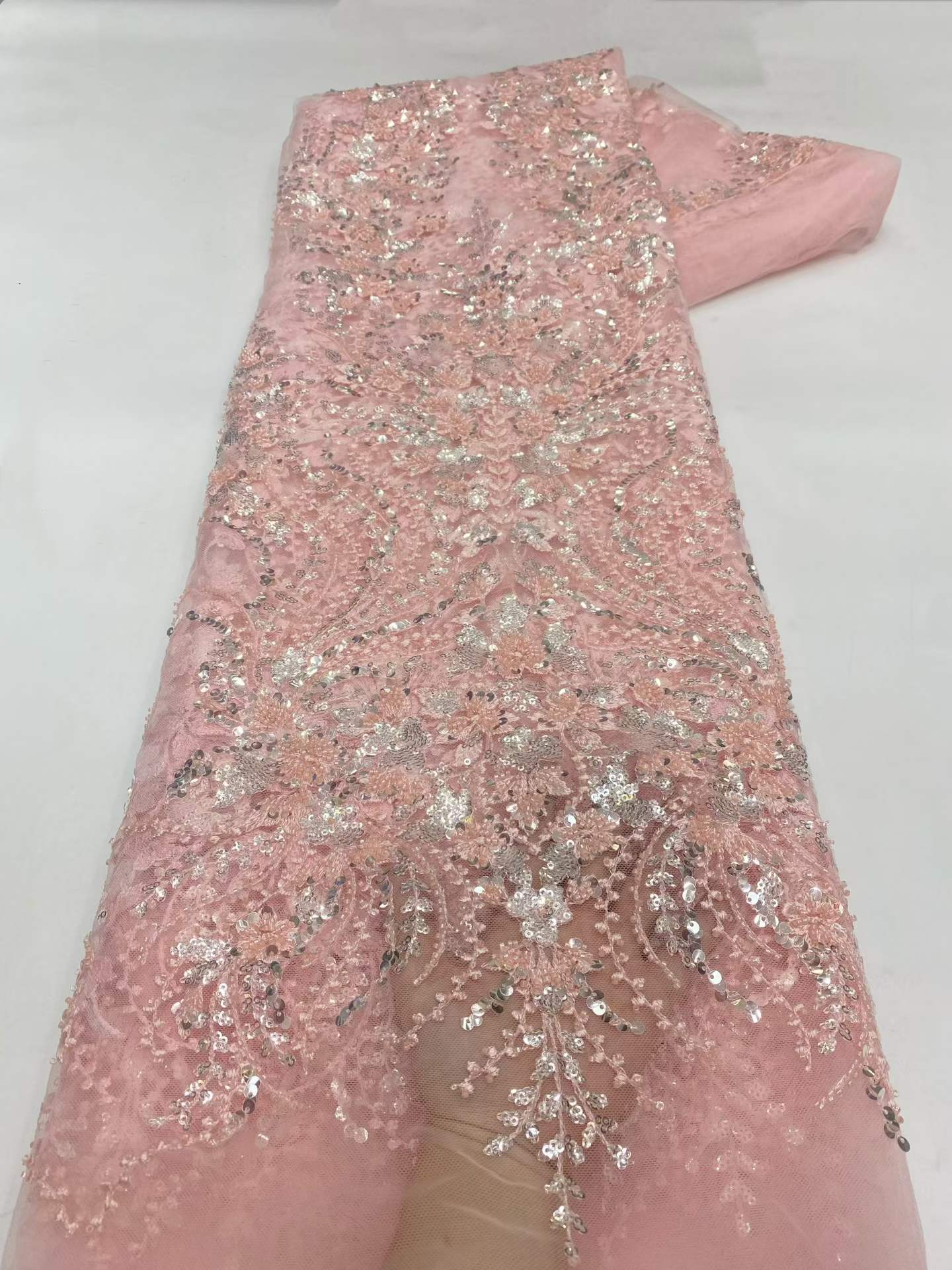 European style sequins embroidered wedding high density lace dress