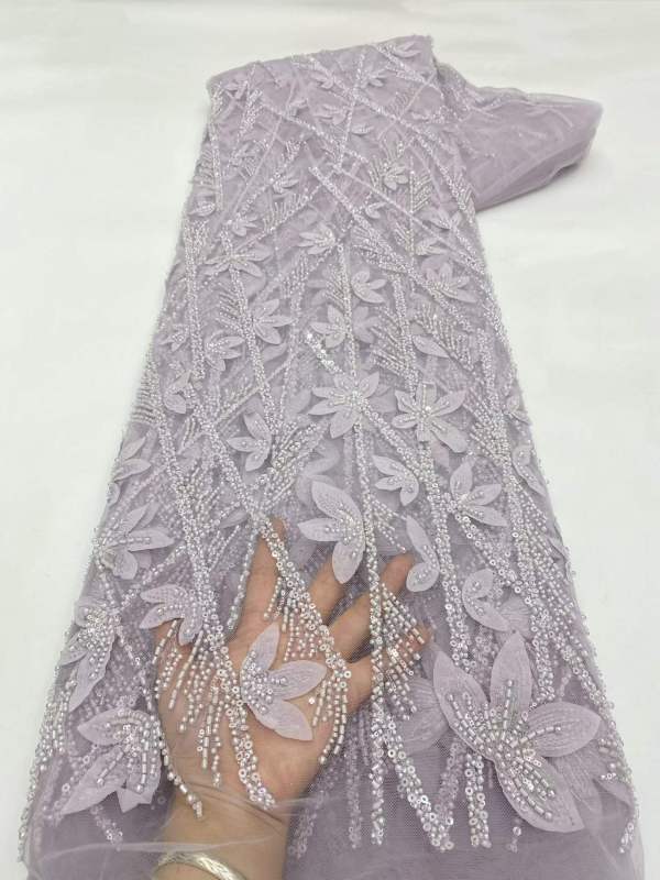 Hot-sale French textiles embroidery with sequin lace fabric suitable for sublimation