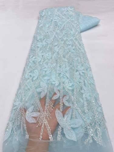 Hot-sale French textiles embroidery with sequin lace fabric suitable for sublimation