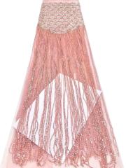 Shiny bridal tulle lace with heavy beads and pearls luxury crystal sequins lace for wedding dress
