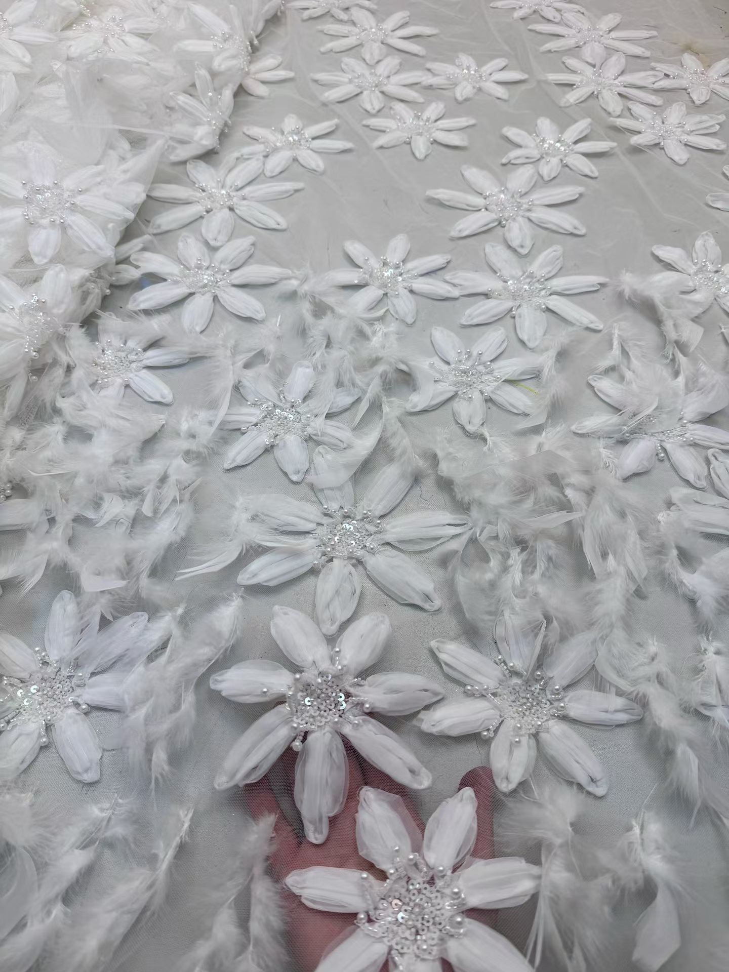 European style sequins embroidered wedding high density lace dress