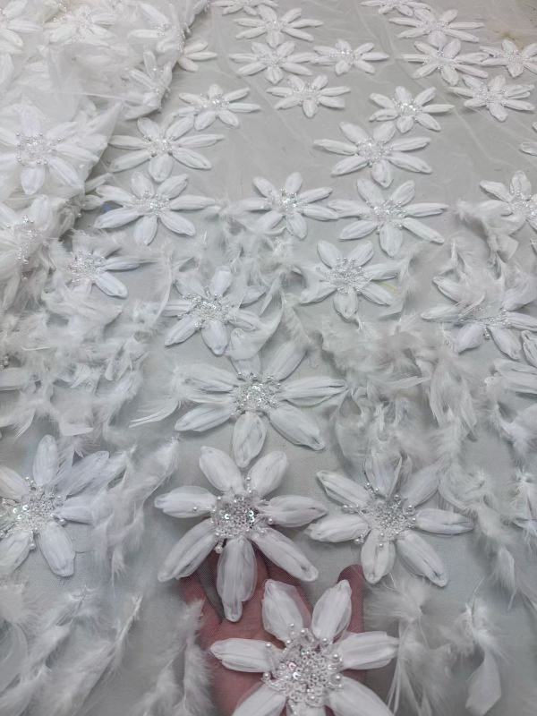 European style sequins embroidered wedding high density lace dress