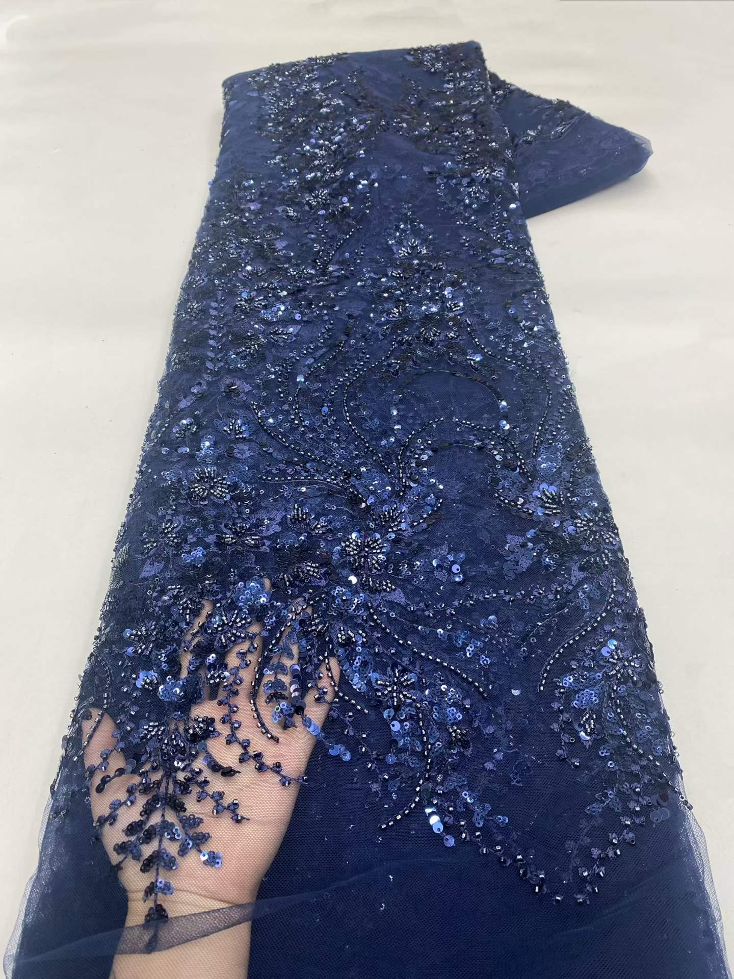 European style sequins embroidered wedding high density lace dress