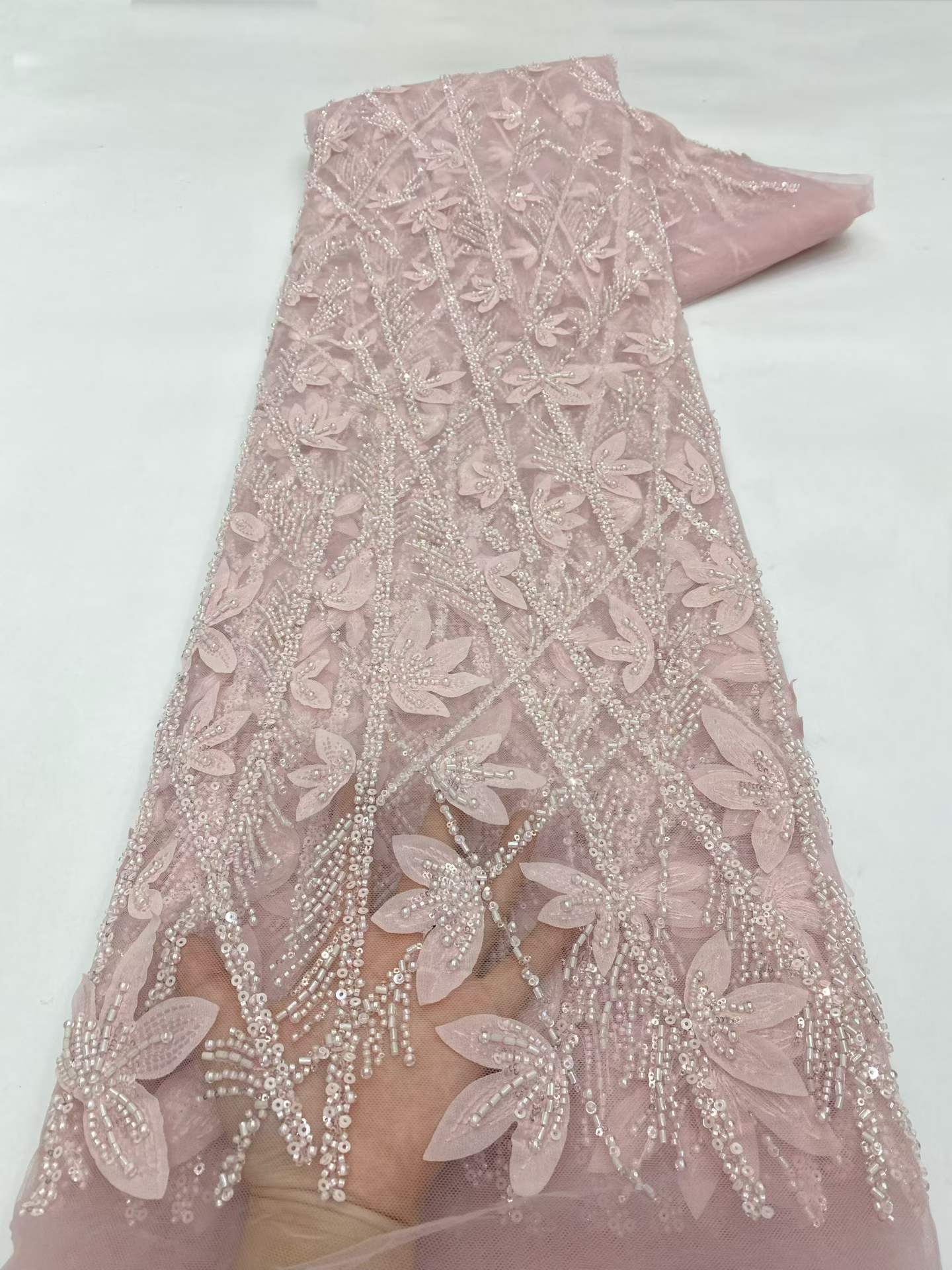 Hot-sale French textiles embroidery with sequin lace fabric suitable for sublimation