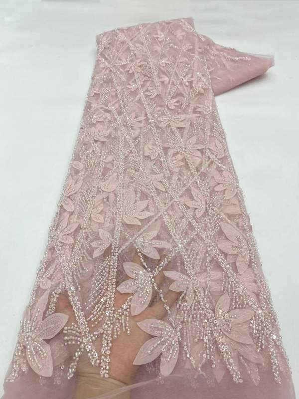 Hot-sale French textiles embroidery with sequin lace fabric suitable for sublimation
