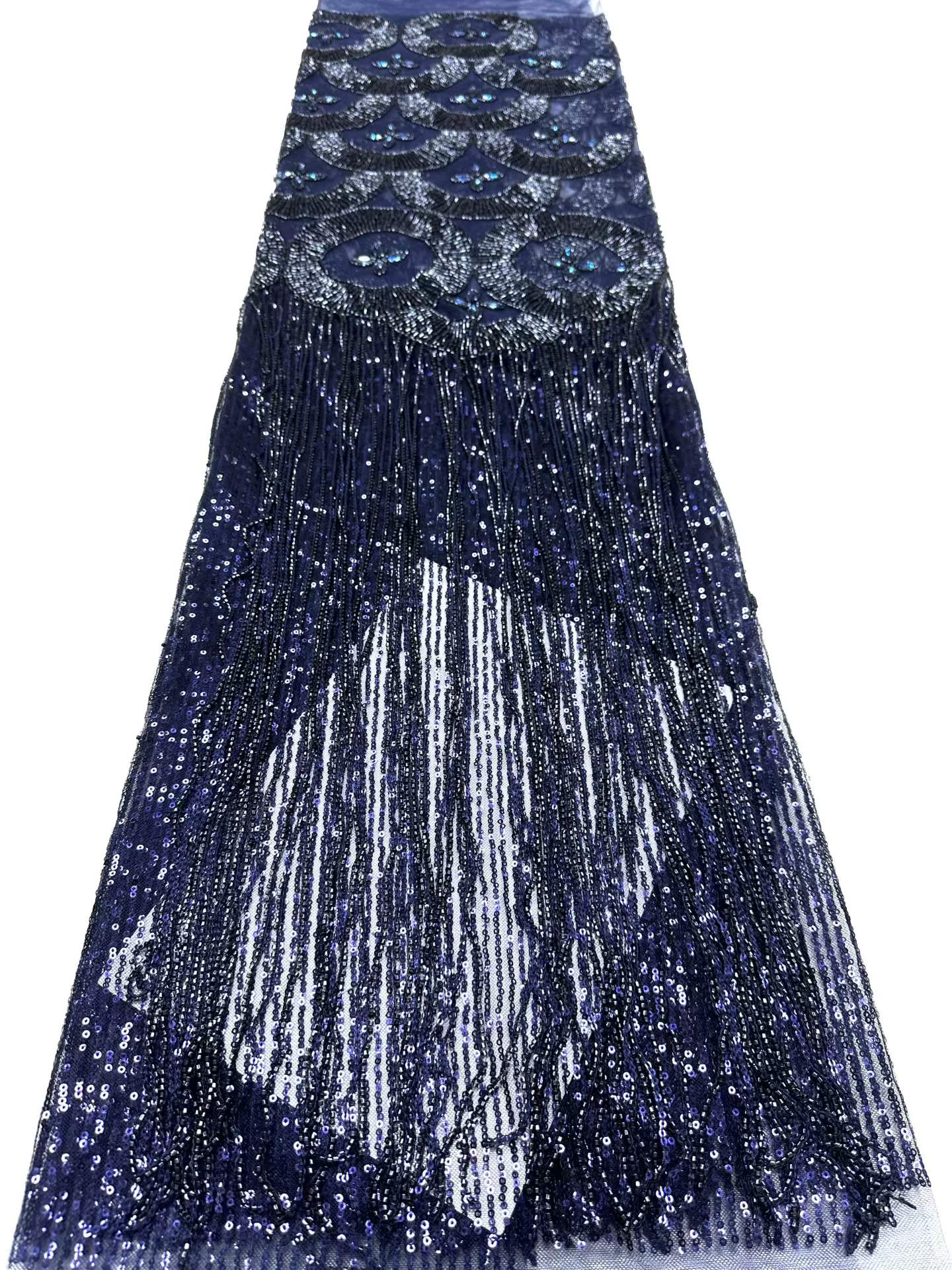 Hot-sale French textiles embroidery with sequin lace fabric suitable for sublimation