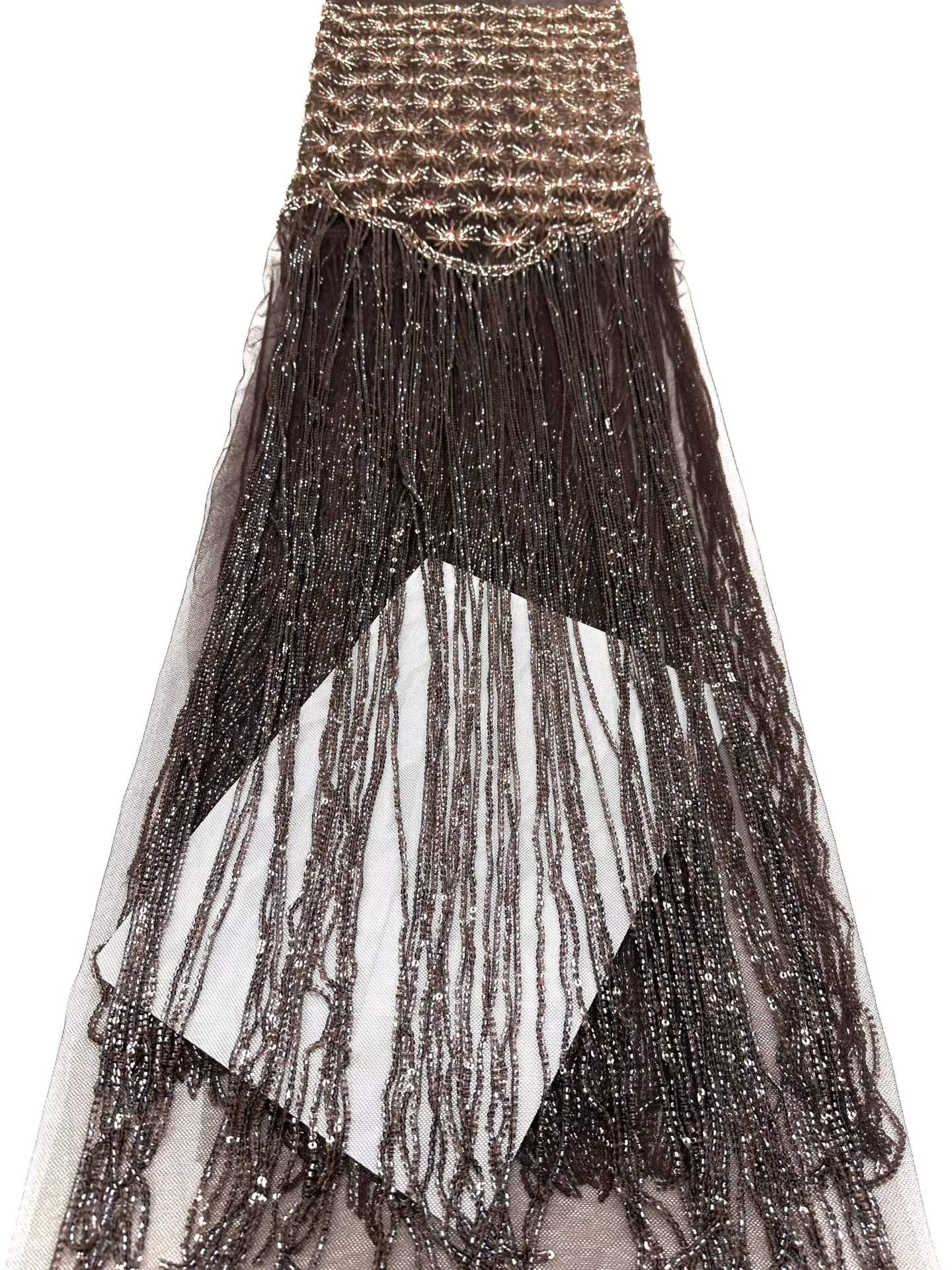 Shiny bridal tulle lace with heavy beads and pearls luxury crystal sequins lace for wedding dress