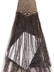 Shiny bridal tulle lace with heavy beads and pearls luxury crystal sequins lace for wedding dress