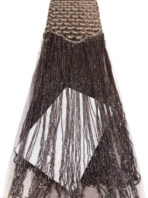 Shiny bridal tulle lace with heavy beads and pearls luxury crystal sequins lace for wedding dress