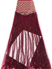 Shiny bridal tulle lace with heavy beads and pearls luxury crystal sequins lace for wedding dress