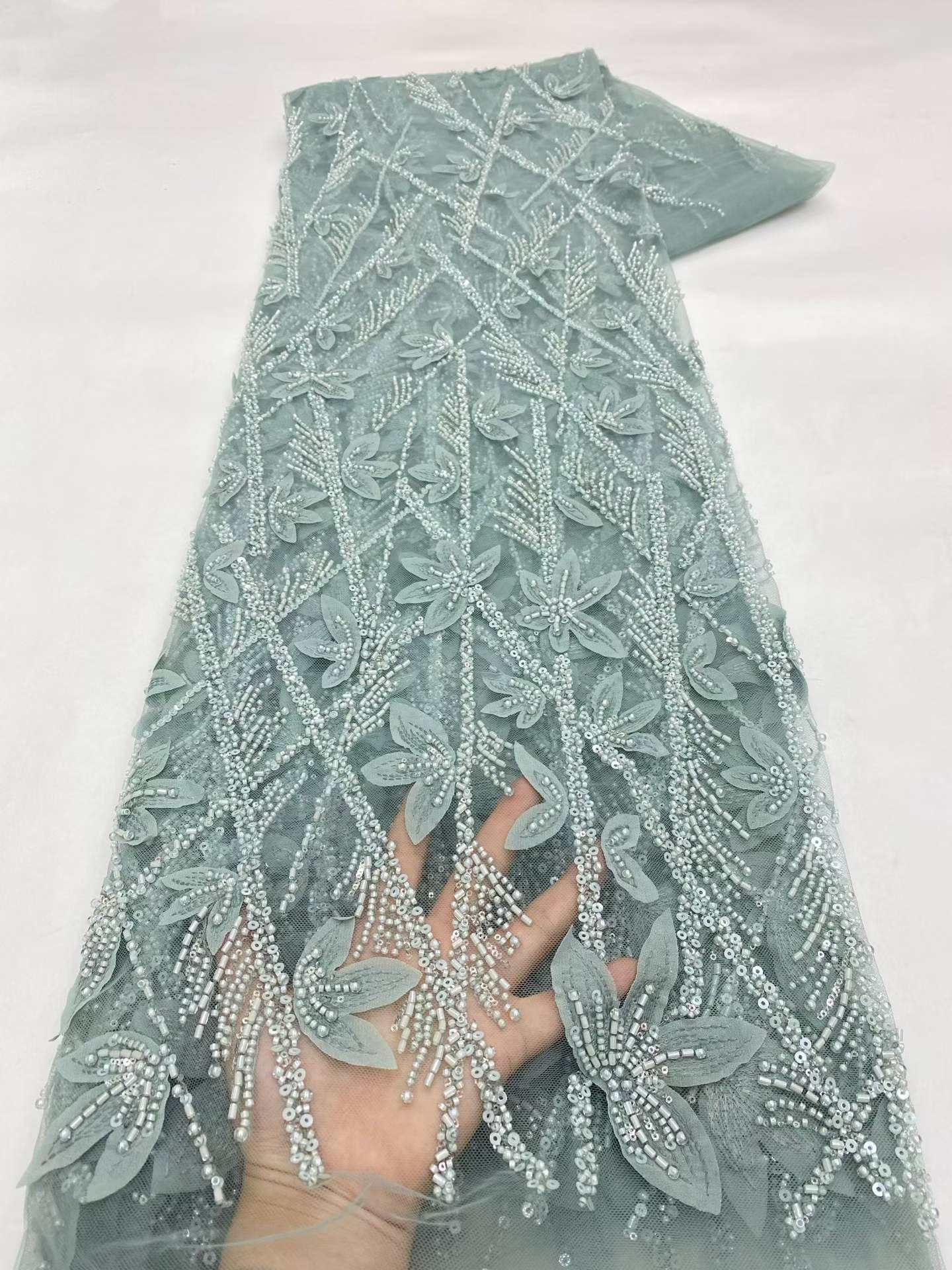 Hot-sale French textiles embroidery with sequin lace fabric suitable for sublimation