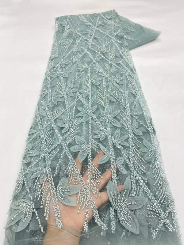 Hot-sale French textiles embroidery with sequin lace fabric suitable for sublimation