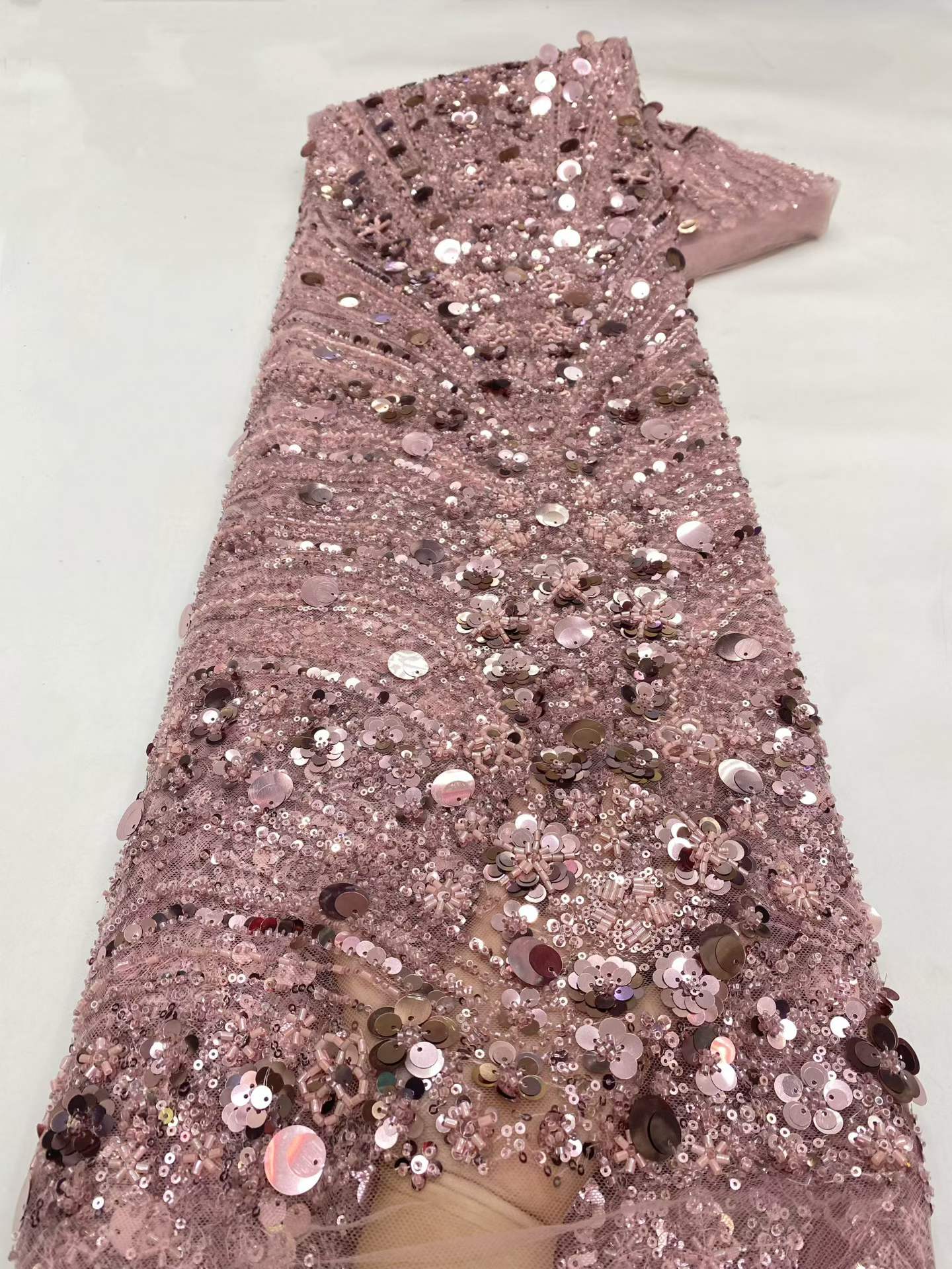 European style sequins embroidered wedding high density lace dress