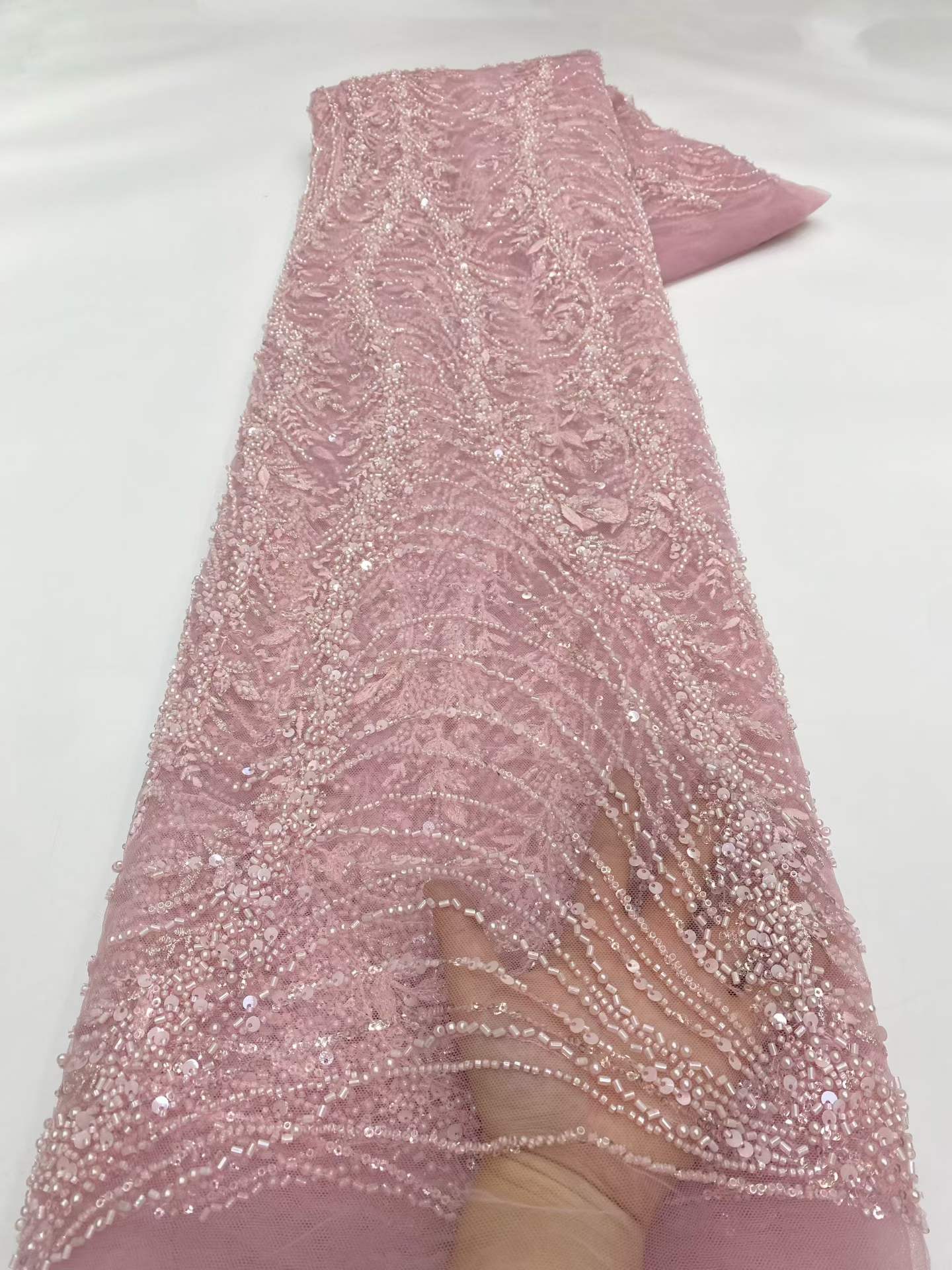 European style sequins embroidered wedding high density lace dress