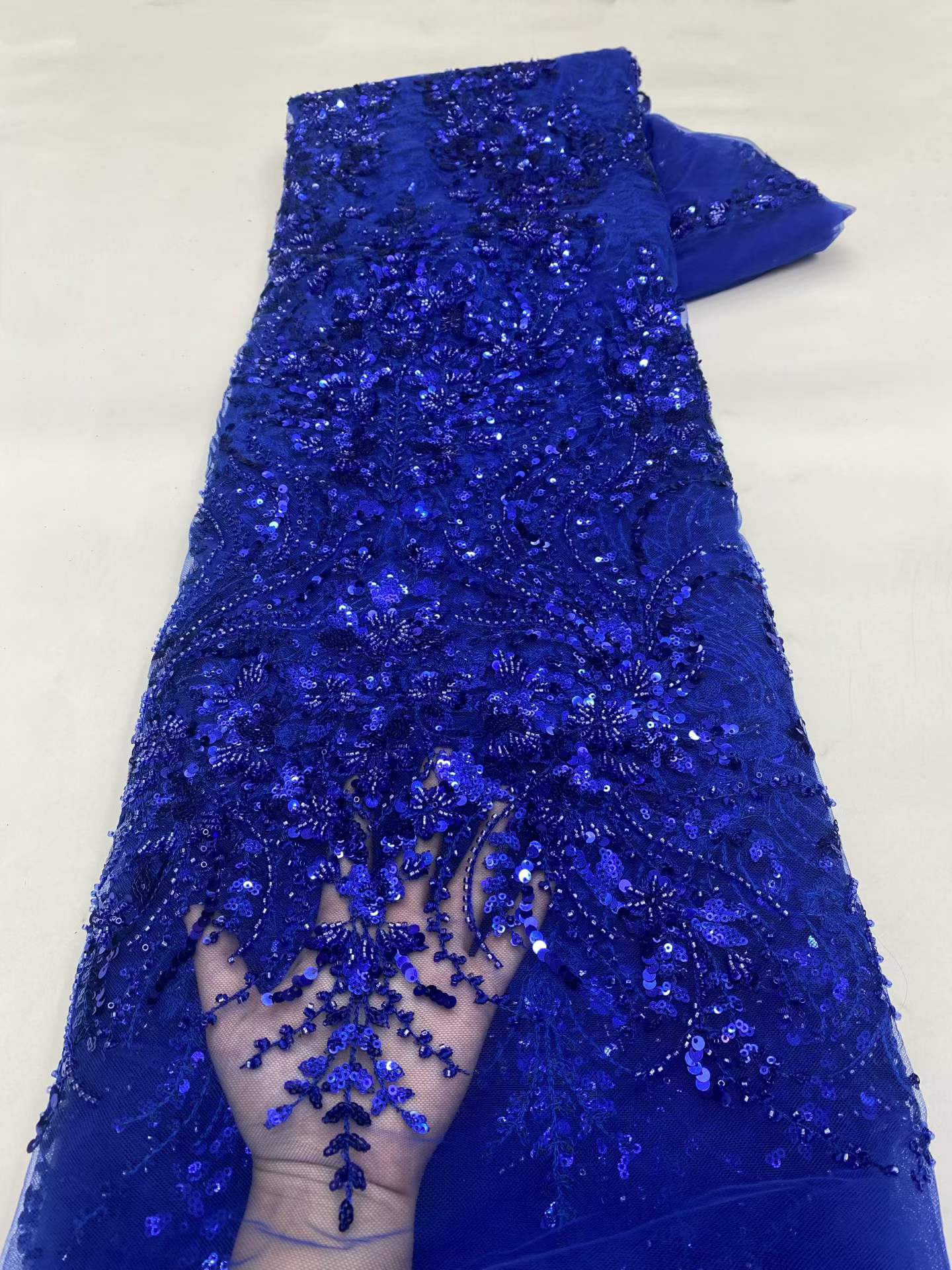 European style sequins embroidered wedding high density lace dress