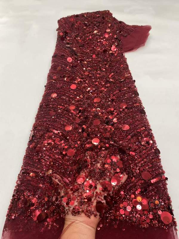 European style sequins embroidered wedding high density lace dress