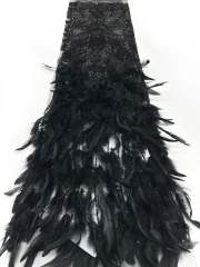 Affordable high quality lace fabric with beads pearls and sequins wedding dress lace fabric