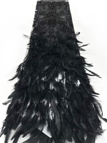 Affordable high quality lace fabric with beads pearls and sequins wedding dress lace fabric