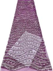 Affordable high quality lace fabric with beads pearls and sequins wedding dress lace fabric