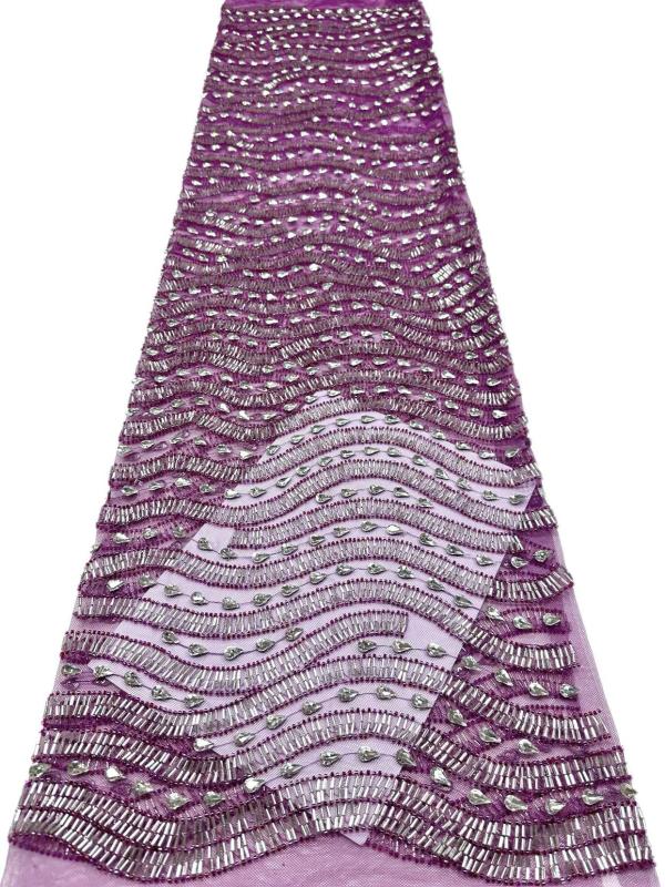 Affordable high quality lace fabric with beads pearls and sequins wedding dress lace fabric