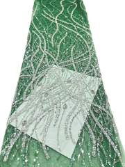 Affordable high quality lace fabric with beads pearls and sequins wedding dress lace fabric