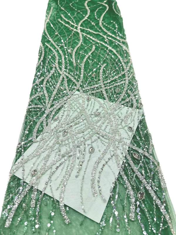 Affordable high quality lace fabric with beads pearls and sequins wedding dress lace fabric