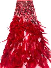Affordable high quality lace fabric with beads pearls and sequins wedding dress lace fabric