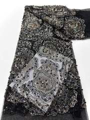 Affordable high quality lace fabric with beads pearls and sequins wedding dress lace fabric