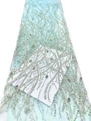 Affordable high quality lace fabric with beads pearls and sequins wedding dress lace fabric