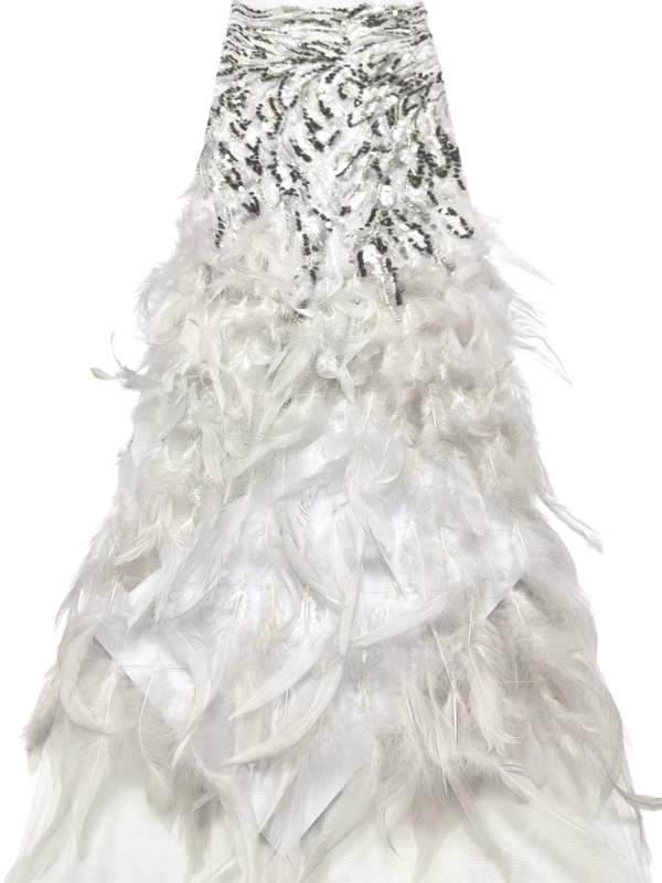Affordable high quality lace fabric with beads pearls and sequins wedding dress lace fabric
