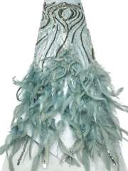 Affordable high quality lace fabric with beads pearls and sequins wedding dress lace fabric
