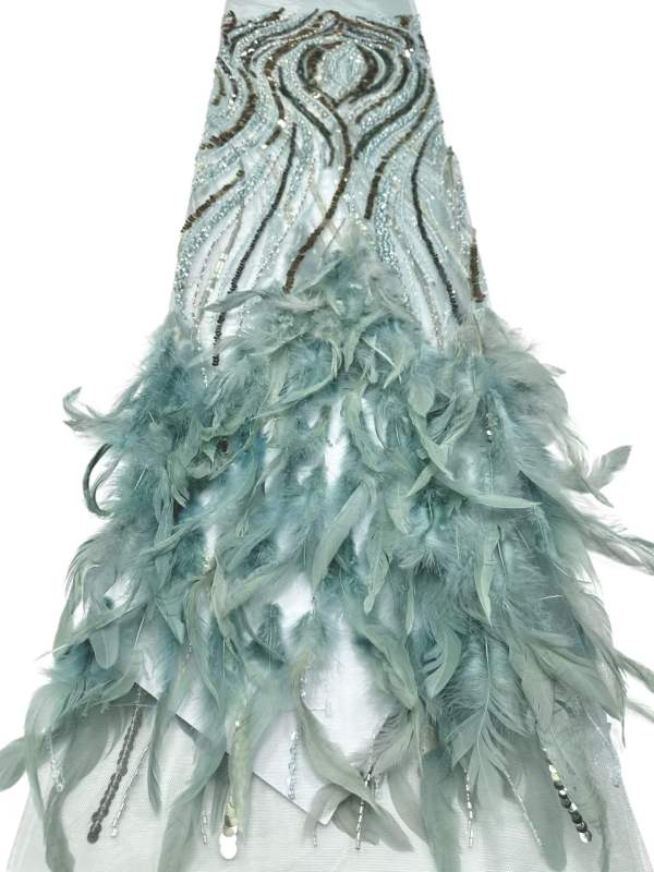Affordable high quality lace fabric with beads pearls and sequins wedding dress lace fabric