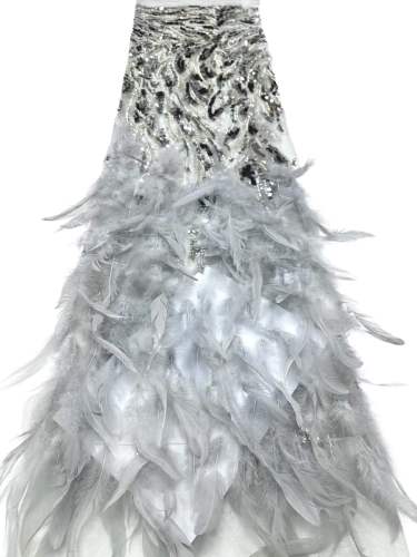 Affordable high quality lace fabric with beads pearls and sequins wedding dress lace fabric