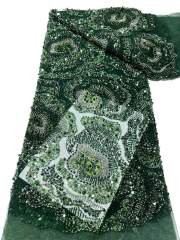 Affordable high quality lace fabric with beads pearls and sequins wedding dress lace fabric